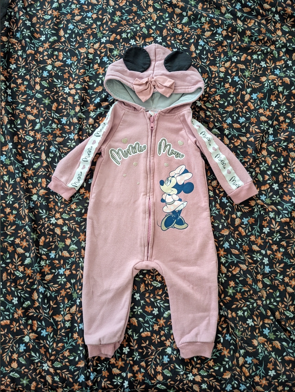 Disney Baby 12m Zippered Bodysuit Minnie Mouse Ears